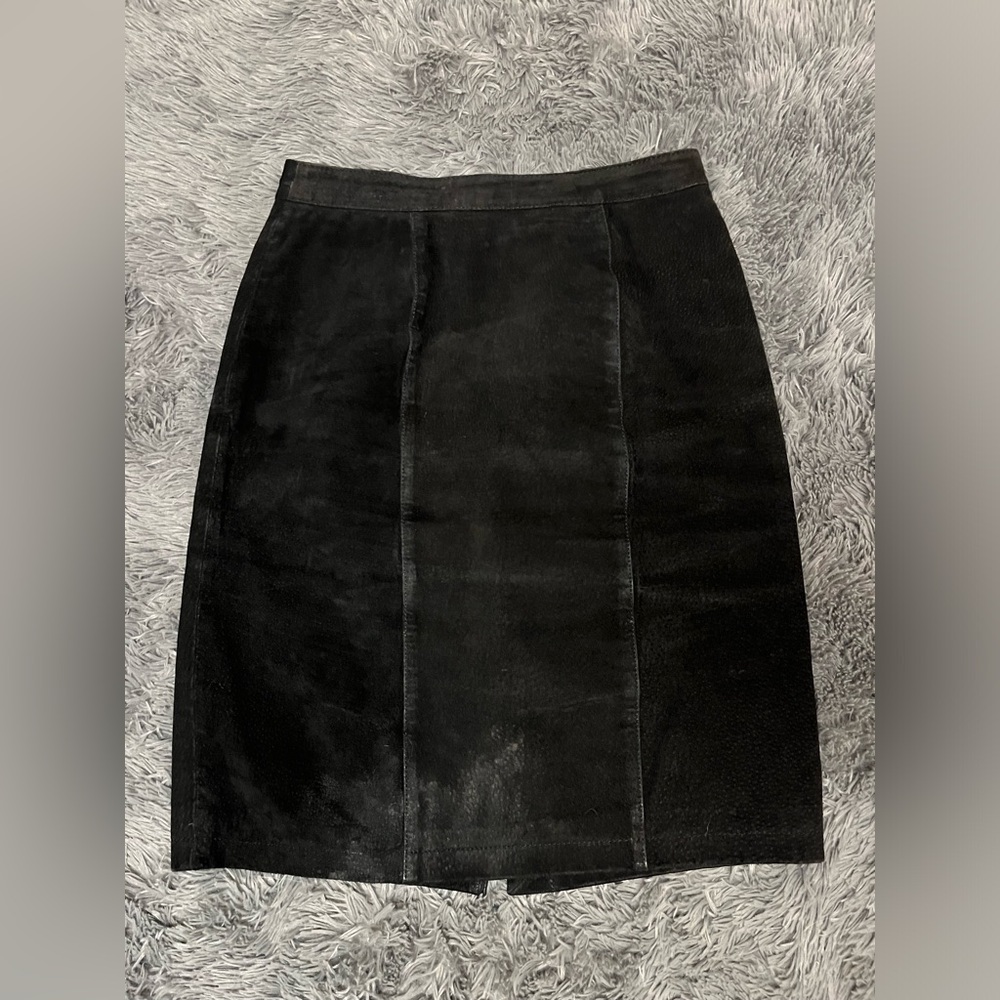 🖤Vintage Global Identity Black Leather Skirt/Size 7/8